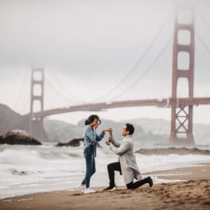beach proposal - sf baker beach - overcast - fall