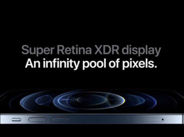 An iphone with the words super retina mdd display.